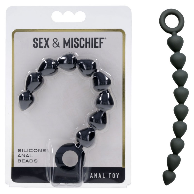 Sex & Mischief Silicone Anal Beads - Black