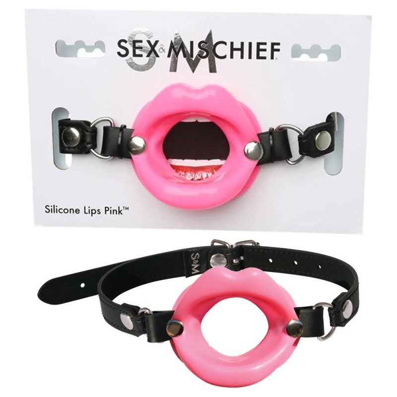 Sex & Mischief Silicone Lips Mouth Gag Pink