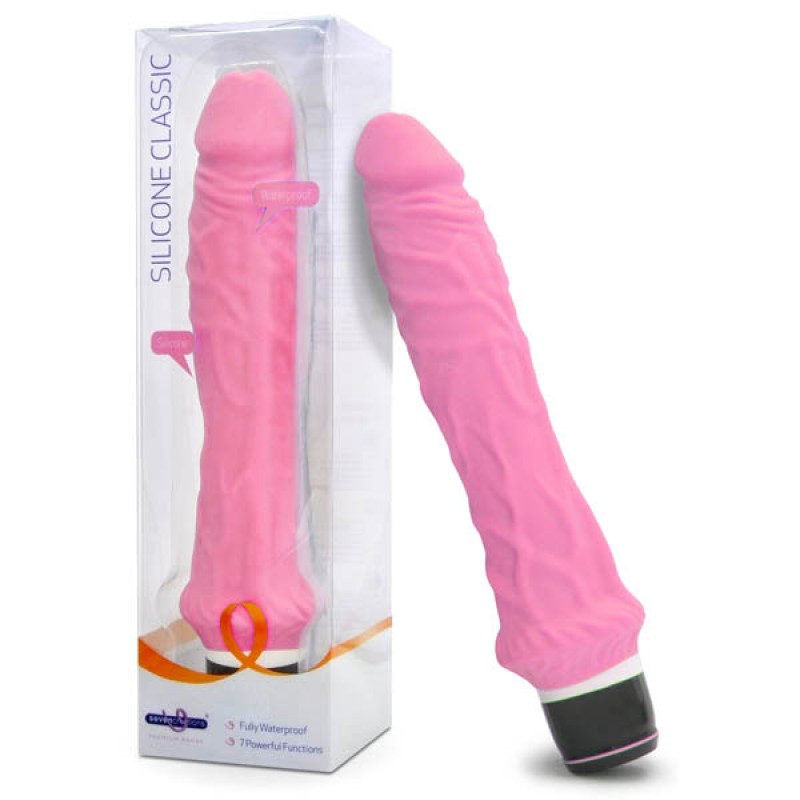 Silicone Classic 7.5" Vibrator - Pink