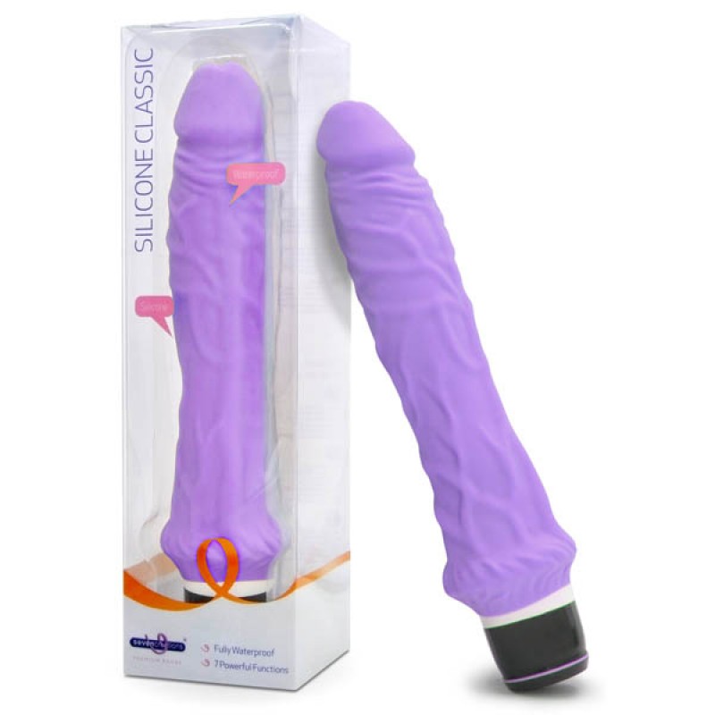 Silicone Classic 7.5" Vibrator - Purple