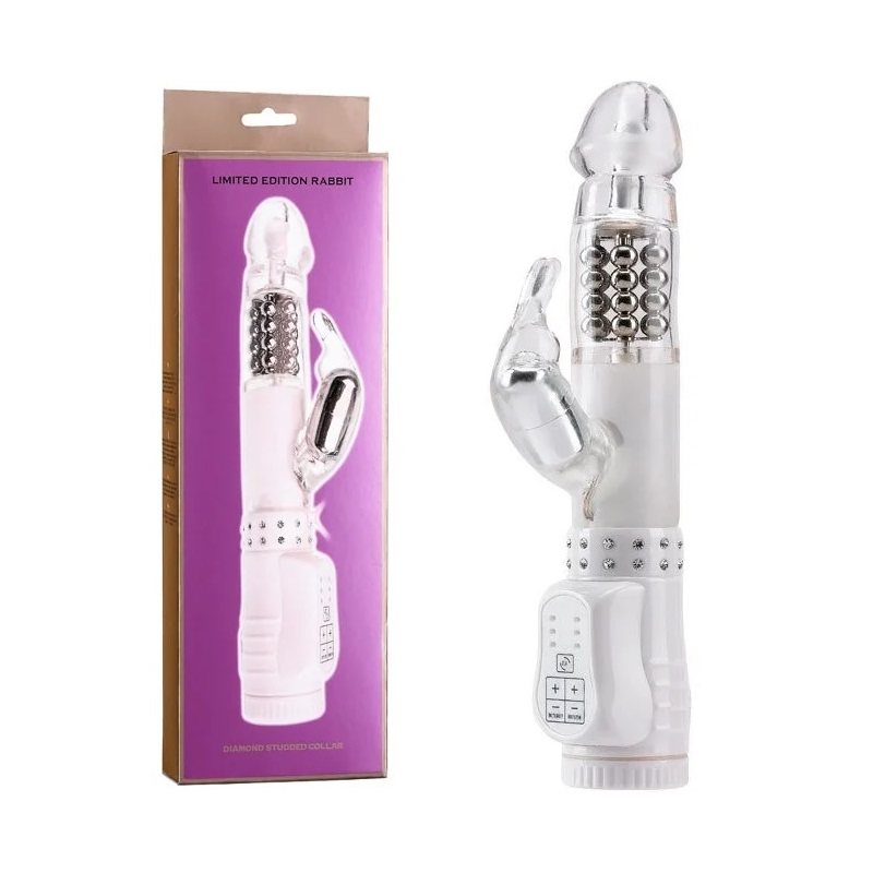 Limited Edition Rabbit Vibrator with Beads - Clear/White