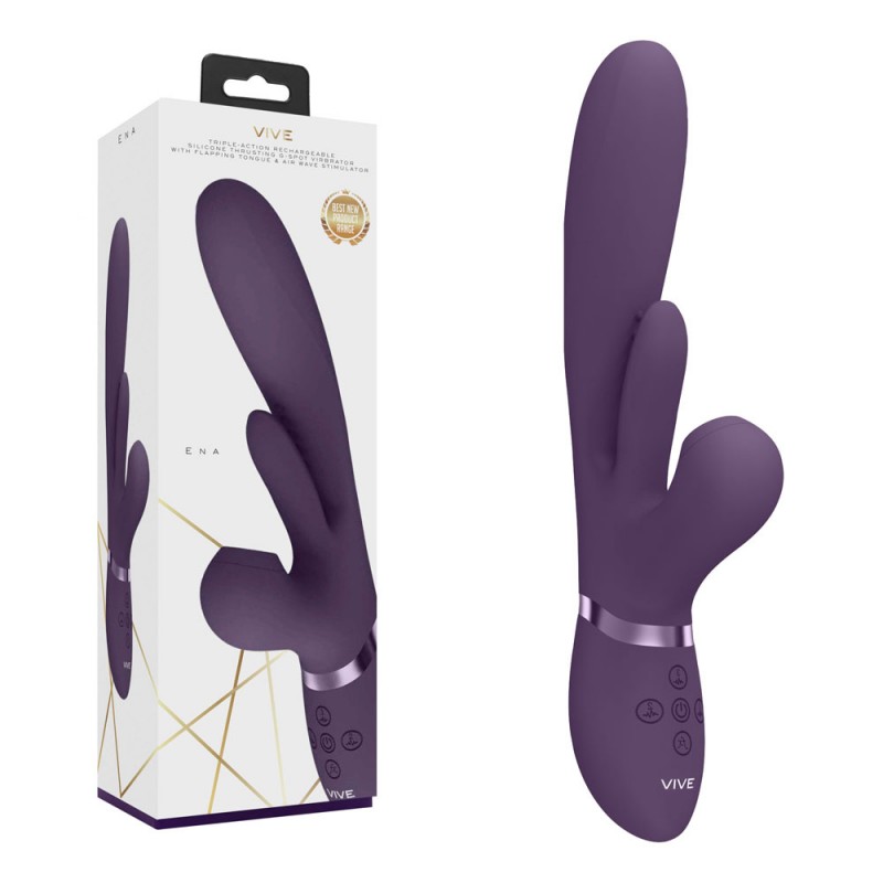 VIVE Ena Thrusting Vibrator with Air Wave Stimulator - Purple