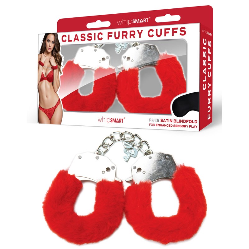 WhipSmart Classic Furry Cuffs - Red