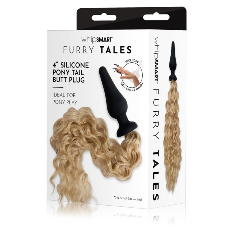 WhipSmart Furry Tales 4 Inch Silicone Pony Tail Butt Plug - Blonde
