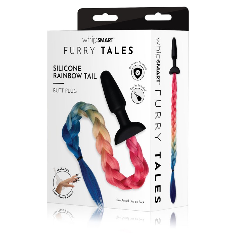 WhipSmart Furry Tales Silicone Butt Plug - Rainbow