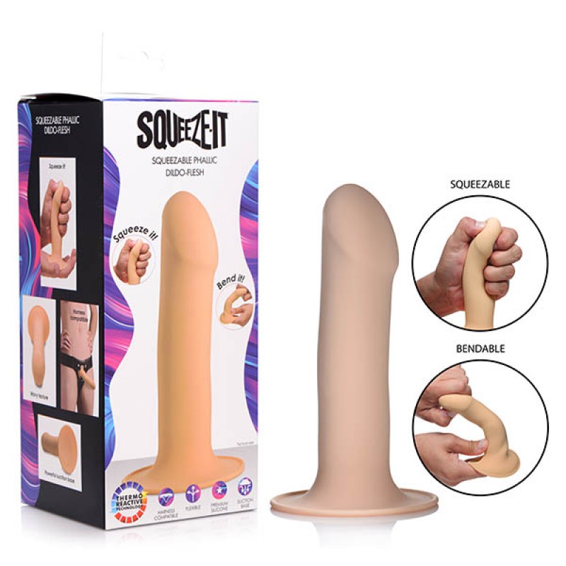 Squeeze-It Squeezable Phallic Dildo - Flesh