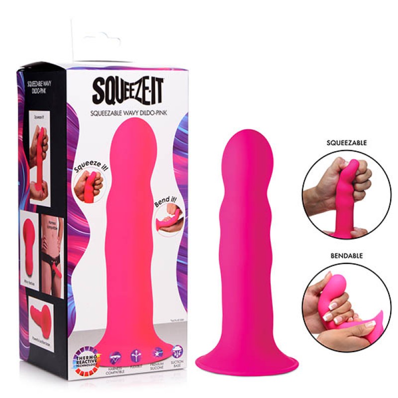 Squeeze-It Squeezable Wavy Dildo - Pink