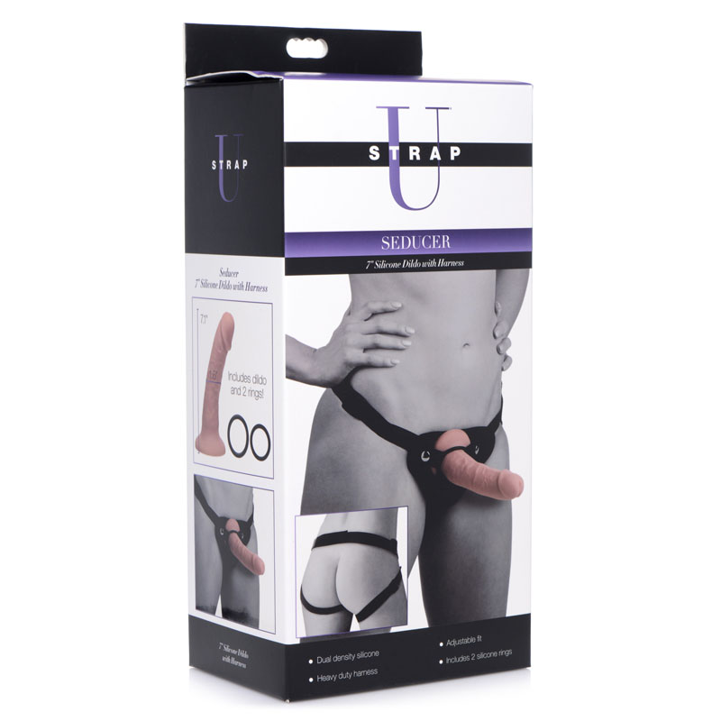 Strap-U Seducer 7'' Silicone Dildo and Harness