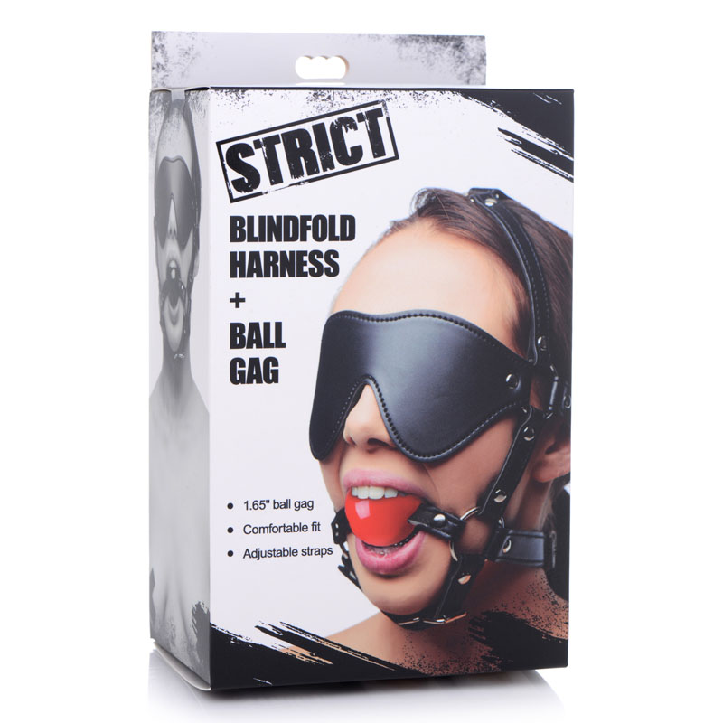 Strict Blindfold Harness with Ball Gag